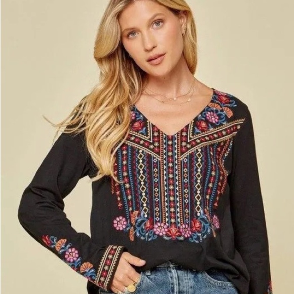 Boho embroidered blouse
